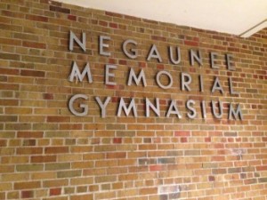 An outside view of the historic Negaunee Memorial Gymnasium, 