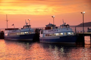 Shepler's Ferry boats at sunset.  The sun hasn't set on the season yet - there's still time to get out to Mackinac Island!