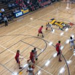 Negaunee_Miners_Boys_Basektball_VS_Westwood_Patriots_Districts_Miner getting ready to pass to Jacob Ennett