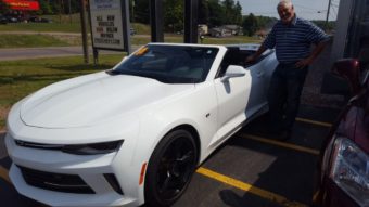 It’s a Bluebird Day at Frei Chevrolet! Bill Tibor with a 2017 Camaro