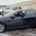 Pulling out of the parking lot for his last official day at Great Lakes Radio!