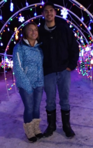 Kelsey and her husband Cody at the Neault Christmas light display in Harvey