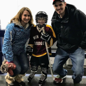 Kelsey, Holden, and Cody Reyes at Holden's Hockey Jamboree on Sunday