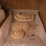 Examples of the difference sized pasties at Iron Town.