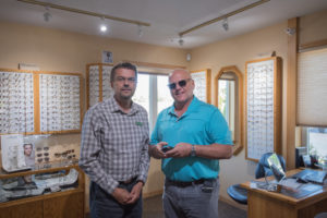 Mika Gronqvist, a Finnish optometrist at Superior Eye Health Care with Todd Noordyk.