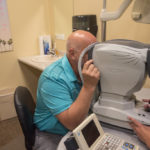 Measuring the eyes and the light reflecting off the back of the eye.