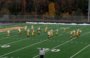 Negaunee warming up before their football game with Houghton on Friday night.