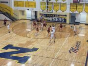 Negaunee working the ball into the post.