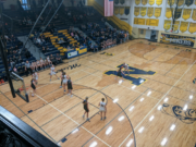 Negaunee Miners ready to run the offense at the start of the game.