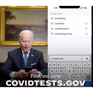 President Biden Demonstates How to Order Free Home Covid Test at CovidTest.gov