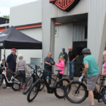Loaks of people showed up at the start of the event to try out an eBike at Bald Eagle Harley