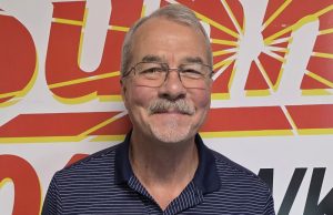 Project Keep Kids Warm Coordinator Dick Derby in the Sunny 101.9 studios after discussing the latest effort.